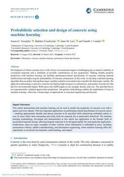 Probabilistic selection and design of concrete using machine learning