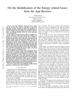 On the Identification of the Energy related Issues from the App Reviews