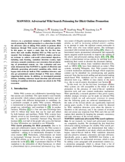 MAWSEO: Adversarial Wiki Search Poisoning for Illicit Online Promotion