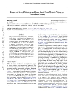 Recurrent Neural Networks and Long Short-Term Memory Networks: Tutorial
  and Survey