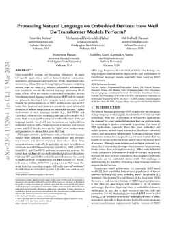 Processing Natural Language on Embedded Devices: How Well Do Transformer
  Models Perform?