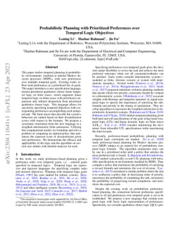 Probabilistic Planning with Prioritized Preferences over Temporal Logic
  Objectives