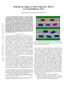 Studying the Impact of Semi-Cooperative Drivers on Overall Highway Flow