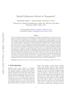 Should Collaborative Robots be Transparent?