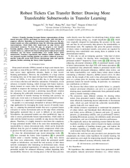 Robust Tickets Can Transfer Better: Drawing More Transferable Subnetworks in Transfer Learning