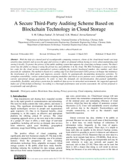 A Secure Third-Party Auditing Scheme Based on Blockchain Technology in
  Cloud Storage