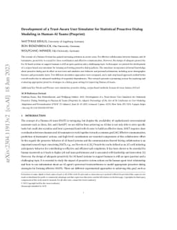 Development of a Trust-Aware User Simulator for Statistical Proactive
  Dialog Modeling in Human-AI Teams