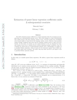 Estimation of sparse linear regression coefficients under
  $L$-subexponential covariates