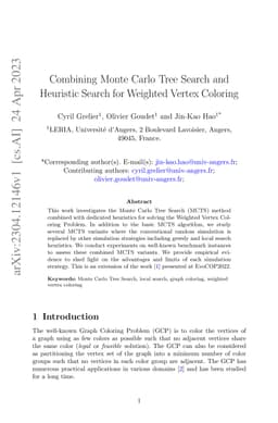 Combining Monte Carlo Tree Search and Heuristic Search for Weighted Vertex Coloring