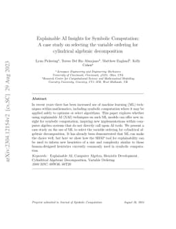 Explainable AI Insights for Symbolic Computation: A case study on
  selecting the variable ordering for cylindrical algebraic decomposition