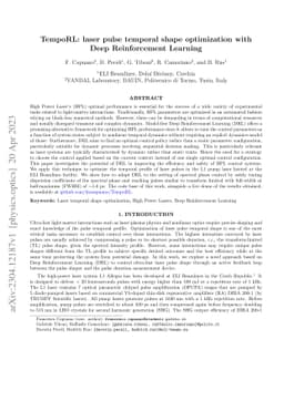 TempoRL: laser pulse temporal shape optimization with Deep Reinforcement
  Learning