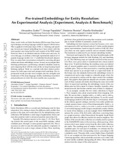 Pre-trained Embeddings for Entity Resolution: An Experimental Analysis
  [Experiment, Analysis & Benchmark]