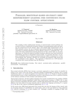 Parallel bootstrap-based on-policy deep reinforcement learning for
  continuous flow control applications