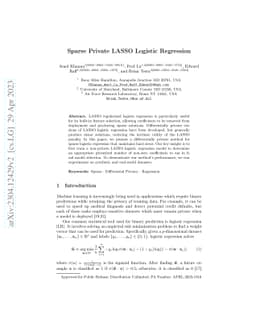 Sparse Private LASSO Logistic Regression