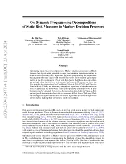 On Dynamic Programming Decompositions of Static Risk Measures in Markov
  Decision Processes