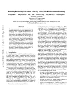 Fulfilling Formal Specifications ASAP by Model-free Reinforcement
  Learning