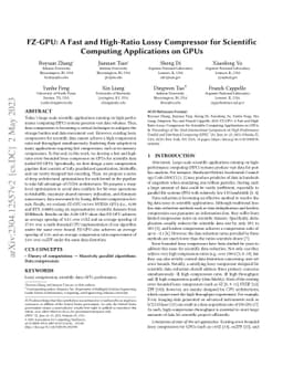FZ-GPU: A Fast and High-Ratio Lossy Compressor for Scientific Computing
  Applications on GPUs