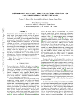 Pseudo Labels Refinement with Intra-camera Similarity for Unsupervised
  Person Re-identification