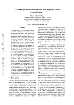 A Novel Dual of Shannon Information and Weighting Scheme