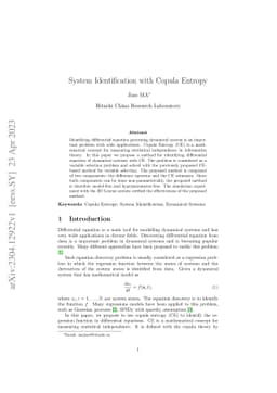 System Identification with Copula Entropy