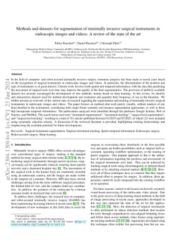 Methods and datasets for segmentation of minimally invasive surgical
  instruments in endoscopic images and videos: A review of the state of the art