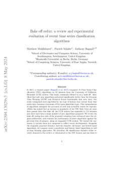 Bake off redux: a review and experimental evaluation of recent time
  series classification algorithms