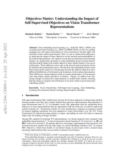 Objectives Matter: Understanding the Impact of Self-Supervised
  Objectives on Vision Transformer Representations