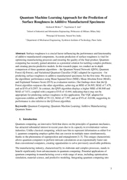 Quantum Machine Learning Approach for the Prediction of Surface
  Roughness in Additive Manufactured Specimens