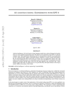 AI-assisted coding: Experiments with GPT-4
