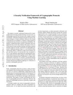 A Security Verification Framework of Cryptographic Protocols Using
  Machine Learning