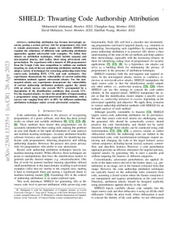 SHIELD: Thwarting Code Authorship Attribution