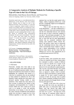 A Comparative Analysis of Multiple Methods for Predicting a Specific
  Type of Crime in the City of Chicago