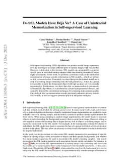 Do SSL Models Have Déjà Vu? A Case of Unintended Memorization in
  Self-supervised Learning