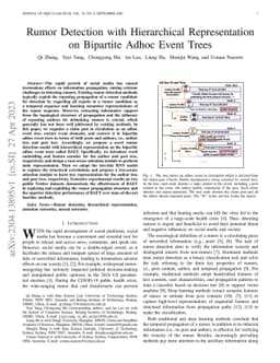 Rumor Detection with Hierarchical Representation on Bipartite Adhoc
  Event Trees