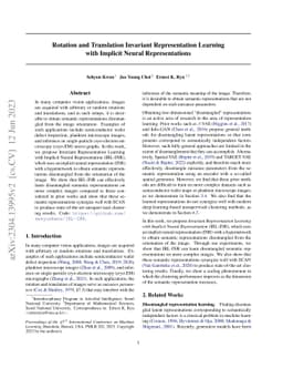 Rotation and Translation Invariant Representation Learning with Implicit
  Neural Representations