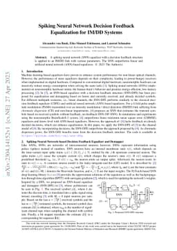 Spiking Neural Network Decision Feedback Equalization for IM/DD Systems