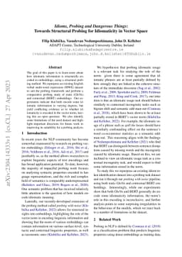 Idioms, Probing and Dangerous Things: Towards Structural Probing for
  Idiomaticity in Vector Space