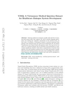 ViMQ: A Vietnamese Medical Question Dataset for Healthcare Dialogue
  System Development
