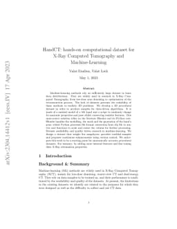 HandCT: hands-on computational dataset for X-Ray Computed Tomography and
  Machine-Learning