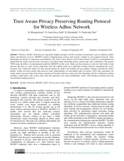 Trust Aware Privacy Preserving Routing Protocol for Wireless Adhoc
  Network