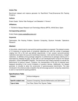 Benchmark dataset and instance generator for Real-World
  Three-Dimensional Bin Packing Problems