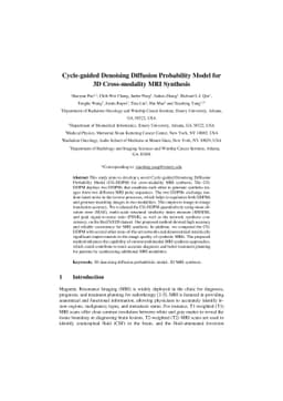 Cycle-guided Denoising Diffusion Probability Model for 3D Cross-modality
  MRI Synthesis