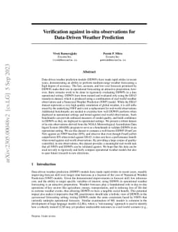 Verification against in-situ observations for Data-Driven Weather
  Prediction