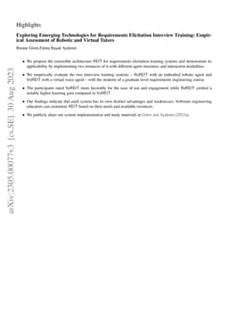 Exploring Emerging Technologies for Requirements Elicitation Interview
  Training: Empirical Assessment of Robotic and Virtual Tutors