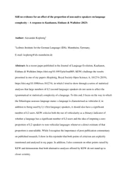 Still no evidence for an effect of the proportion of non-native speakers
  on language complexity -- A response to Kauhanen, Einhaus & Walkden (2023)