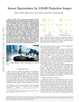 Sensor Equivariance by LiDAR Projection Images