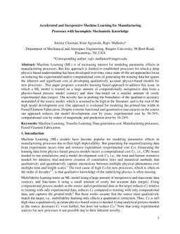 Accelerated and Inexpensive Machine Learning for Manufacturing Processes
  with Incomplete Mechanistic Knowledge