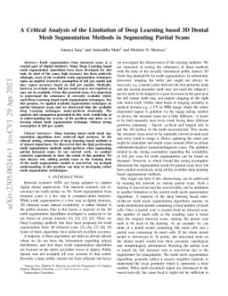 A Critical Analysis of the Limitation of Deep Learning based 3D Dental
  Mesh Segmentation Methods in Segmenting Partial Scans