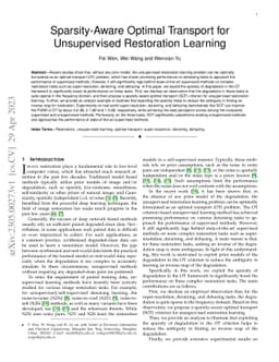 Sparsity-Aware Optimal Transport for Unsupervised Restoration Learning