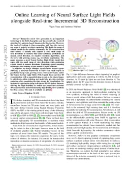 NSLF-OL: Online Learning of Neural Surface Light Fields alongside
  Real-time Incremental 3D Reconstruction